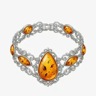 Bransoletki srebrne z bursztynem